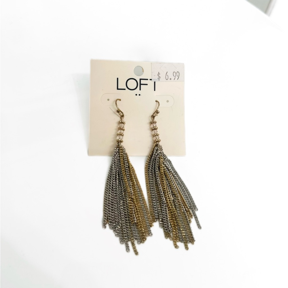LOFT gold and Silver Tassel boho Earrings